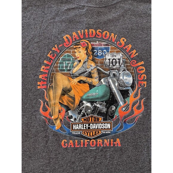 Harley‎ Davidson Pin Up Retro Girl Size XL Men’s Shirt San José, California - Picture 6 of 9